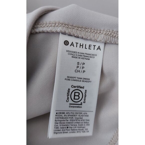 Athleta Seasoft Tank Dress S petite SP in abalone grey (bone beige tone) casual - Picture 10 of 11